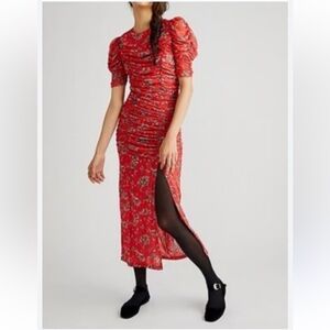 Free People Briella ditzy Red Floral Maxi Dress